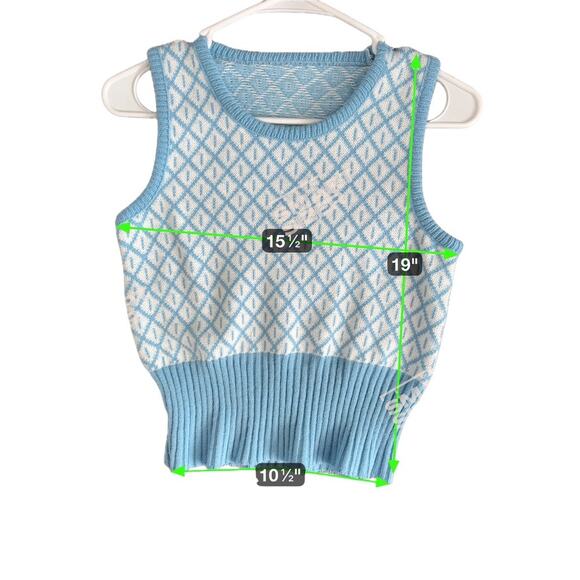 Vintage Bea‎ West Knit Sweater Vest 60's Lightweight Scoopneck Preppy Blue Small - Picture 4 of 4